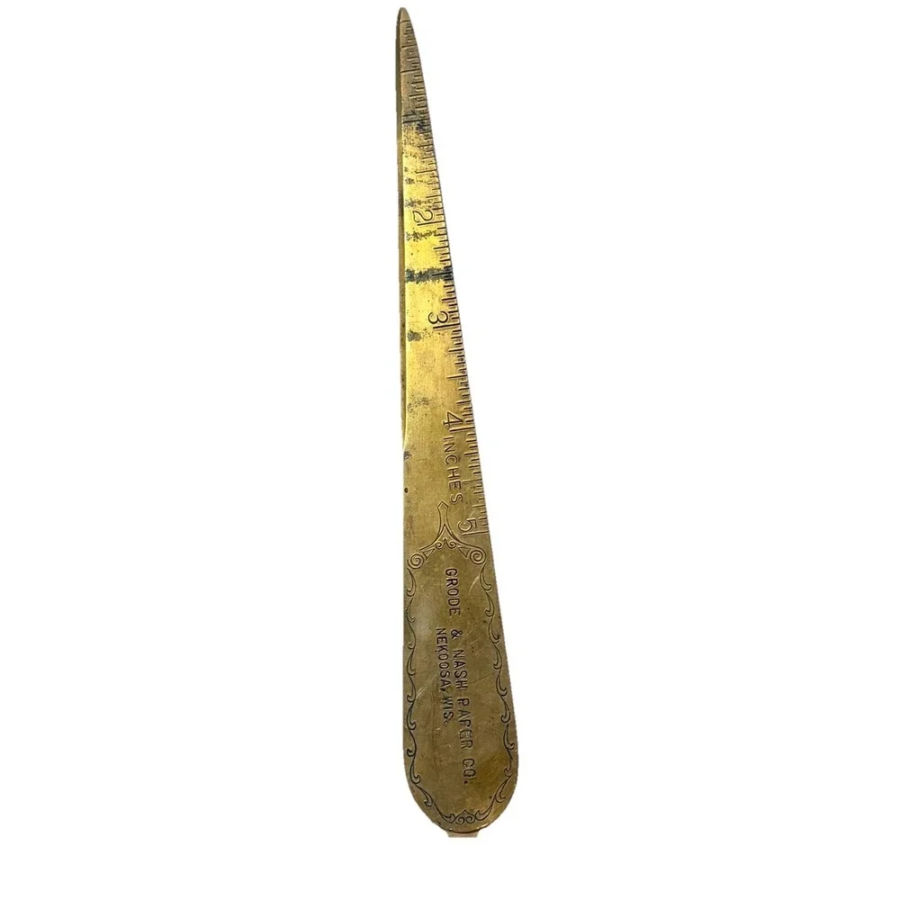 Vintage Wisconsin Paper Company Advertising Gold Metal Letter Opener